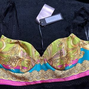18. BNWT Versace Barocco Goddess Silk Bralette In Yellow